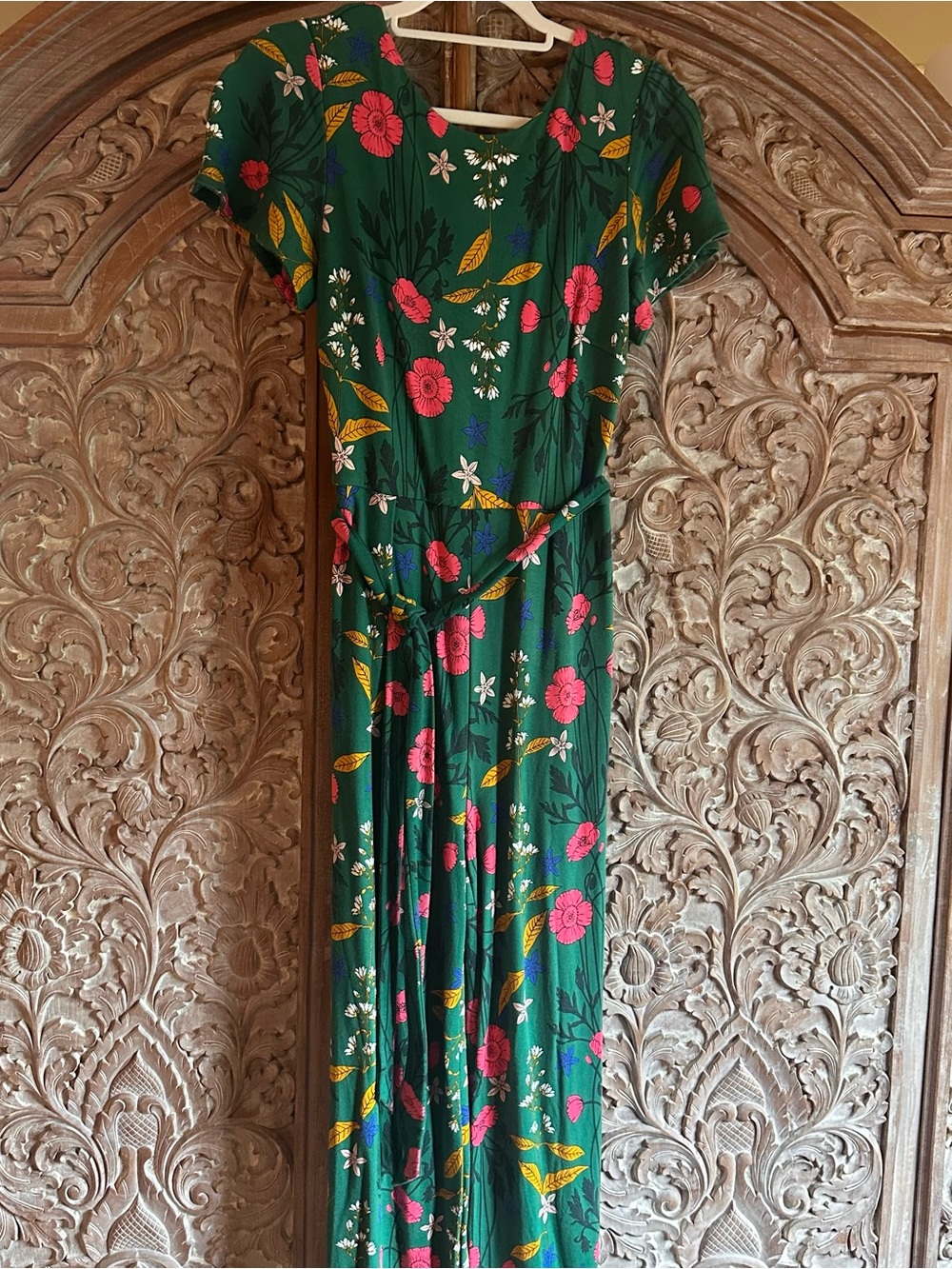 Boden Green Floral Pantsuit /Dress with Belt